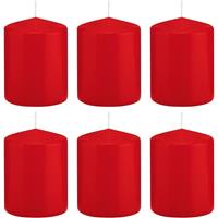 Trend Candles 6x Rode cilinderkaarsen/stompkaarsen 6 x 8 cm 29 branduren Rood