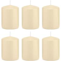 Trend Candles 6x Cremewitte cilinderkaarsen/stompkaarsen 6 x 8 cm 29 branduren Wit