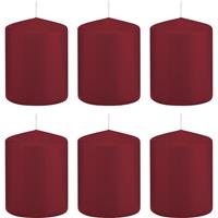 Trend Candles 6x Bordeauxrode cilinderkaarsen/stompkaarsen 6x8 cm 29 branduren Rood