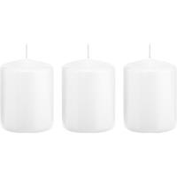 Trend Candles 3x Witte cilinderkaarsen/stompkaarsen 6 x 8 cm 29 branduren Wit