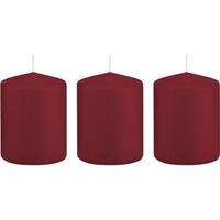 Trend Candles 3x Bordeauxrode cilinderkaarsen/stompkaarsen 6x8 cm 29 branduren Rood