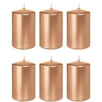 Trend Candles 6x Rosegouden cilinderkaarsen/stompkaarsen 5 x 8 cm 18 branduren Goudkleurig