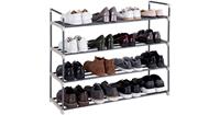 DIY Schuhregal Schuhständer mit 4 Ablagen für bis zu 20 Schuhe Grau 92 x 74 x 30cm (B x H x T) LSA14G - SONGMICS
