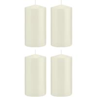 Trend Candles 4x Ivoorwitte cilinderkaarsen/stompkaarsen 8x15 cm 69 branduren Wit