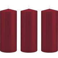 Trend Candles 3x Bordeauxrode cilinderkaars/stompkaarsen 8x20cm 119 branduren Rood
