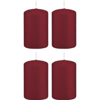 Trend Candles 4x Bordeauxrode cilinderkaarsen/stompkaarsen 5x8 cm 18 branduren Rood