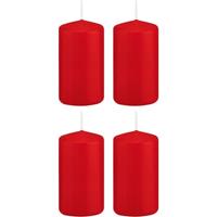 Trend Candles 4x Rode cilinderkaarsen/stompkaarsen 5 x 10 cm 23 branduren Rood
