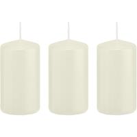 Trend Candles 3x Ivoorwitte cilinderkaarsen/stompkaarsen 6x12 cm 40 branduren Wit