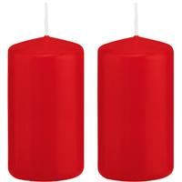 Trend Candles 2x Rode cilinderkaarsen/stompkaarsen 6 x 12 cm 40 branduren Rood