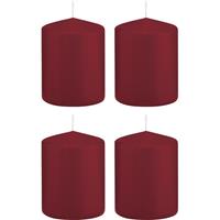 Trend Candles 4x Bordeauxrode cilinderkaarsen/stompkaarsen 6x8 cm 29 branduren Rood