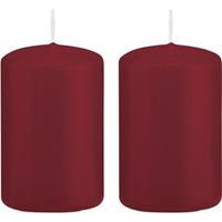 Trend Candles 2x Bordeauxrode cilinderkaarsen/stompkaarsen 5x8 cm 18 branduren Rood
