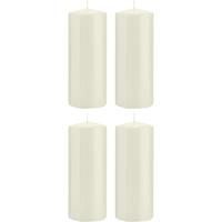 Trend Candles 4x Ivoorwitte cilinderkaarsen/stompkaarsen 8x20 cm 119 branduren Wit