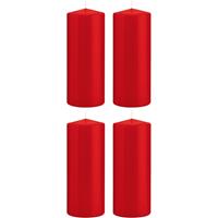 Trend Candles 4x Rode cilinderkaarsen/stompkaarsen 8 x 20 cm 119 branduren Rood