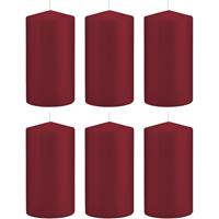 Trend Candles 6x Bordeauxrode cilinderkaarsen/stompkaarsen 8x15cm 69 branduren Rood