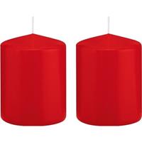 Trend Candles 2x Rode cilinderkaarsen/stompkaarsen 6 x 8 cm 29 branduren Rood