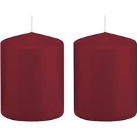 Trend Candles 2x Bordeauxrode cilinderkaarsen/stompkaarsen 6x8 cm 29 branduren Rood