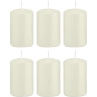 Trend Candles 6x Ivoorwitte cilinderkaars/stompkaars 5 x 8 cm 18 branduren Wit