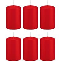Trend Candles 6x Rode cilinderkaarsen/stompkaarsen 5 x 8 cm 18 branduren Rood