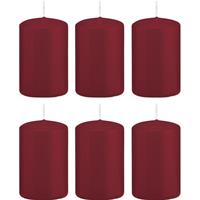 Trend Candles 6x Bordeauxrode cilinderkaarsen/stompkaarsen 5x8 cm 18 branduren Rood