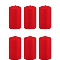 Trend Candles 6x Rode cilinderkaarsen/stompkaarsen 5 x 10 cm 23 branduren Rood
