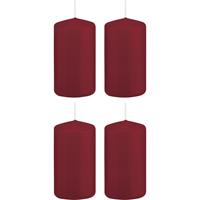 Trend Candles 4x Bordeauxrode cilinderkaarsen/stompkaarsen 6x12cm 40 branduren Rood
