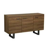 beliani Modernes Sideboard mit 3 Türen dunkler Holzfarbton Industrieller Stil Timber - Dunkler Holzfarbton