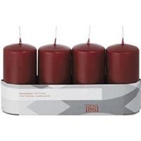 Trend Candles 4x Bordeauxrode cilinderkaars/stompkaars 5 x 10 cm 18 branduren Rood
