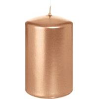 Trend Candles 1x Rosegouden cilinderkaars/stompkaars 5 x 8 cm 18 branduren Goudkleurig