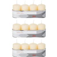 Trend Candles 12x Cremewitte cilinderkaarsen/stompkaarse 5 x 8 cm 18 branduren Wit