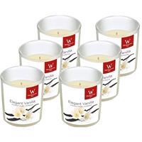 Trend Candles 6x Geurkaarsen vanille in glazen houder 25 branduren Wit