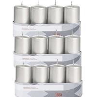 Trend Candles 12x Zilveren cilinderkaarsen/stompkaarsen 5 x 10 cm Zilver