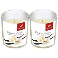 Trend Candles 2x Geurkaarsen vanille in glazen houder 25 branduren Wit