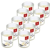 Trend Candles 10x Geurkaarsen vanille in glazen houder 25 branduren Wit