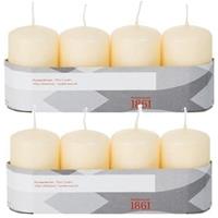 Trend Candles 8x Cremewitte cilinderkaarsen/stompkaarsen 5 x 8 cm 18 branduren Wit