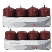 Trend Candles 8x Bordeaux cilinderkaarsen/stompkaarsen 5 x 8 cm 18 branduren Rood