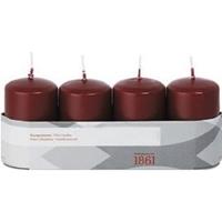 Trend Candles 4x Bordeauxrode cilinderkaars/stompkaars 5 x 8 cm 18 branduren Rood