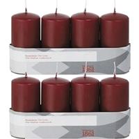 Trend Candles 8x Bordeauxrode cilinderkaarsen/stompkaarsen 5 x 10 cm Rood