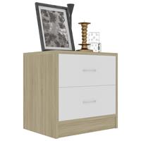 vidaXL Nachttische 2 Stk. Weiß und Sonoma-Eiche 40x30x40cm Spanplatte Beige