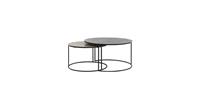 Light & Living Ronde Salontafel Rengo Relief - Antiek zwart/Antiek Brons - Set/2 - Ø61x37 + Ø76x41 cm