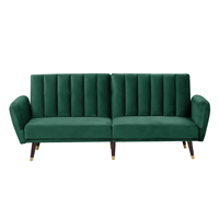 beliani 3-Sitzer Schlafsofa aus Samtstoff in Smaragdgrün Glamour Stil Vimmerby - Grün