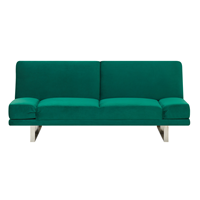 beliani Sofa Grün Polsterbezug Samtstoff 2-Sitzer Schlaffunktion Verstellbare Armlehnen Skandinavisch Modern Wohnzimmer - Silber