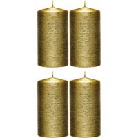 Enlightening Candles 4x Gouden cilinderkaarsen/stompkaarsen 7 x 13 cm 25 branduren Goudkleurig