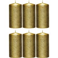 Enlightening Candles 6x Gouden cilinderkaarsen/stompkaarsen 7 x 13 cm 25 branduren Goudkleurig