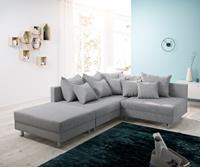 DELIFE Ecksofa Clovis Grau Flachgewebe Hocker Ottomane Links Modulsofa, Design Ecksofas, Couch Loft, Modulsofa, modular