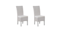 beliani Stuhl Weiß 2er Set aus Rattan mit hohen Rückenlehne und integrierten Sitzkissen stabilen Gestell Wohnzimmer/ Esszimmer Korbdesign - Weiß