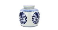 Fine Asianliving Chinese Gemberpot Blauw Happiness Handbeschilderd