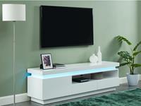 Kauf-Unique TV-Möbel mit LED-Beleuchtung EMERSON - 1 Tür & 2 Schubladen - Holz (MDF) - Weiß