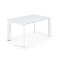 Kave Home Axis uitschuifbare tafel 140 (200) cm wit glas wit benen