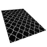 beliani Moderner Teppich Schwarz marokkanisches Muster Silber Kurzflor 140x200cm Yelki - Schwarz