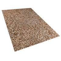 Beliani Vloerkleed leer bruin/beige 140 x 200 cm TORUL